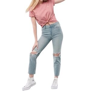 Hollister Women's High Rise Crop Slim Straight Jeans Size 28x26